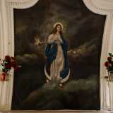 La Madonna � rappresentata in una veste bianca e blu e capelli sciolti, circondata da nubi e putti. Ai suoi piedi c�� una falce di luna, simbolo di purezza, mentre sulla sua testa � posata una corona di stelle: 12 come le trib� di Israele